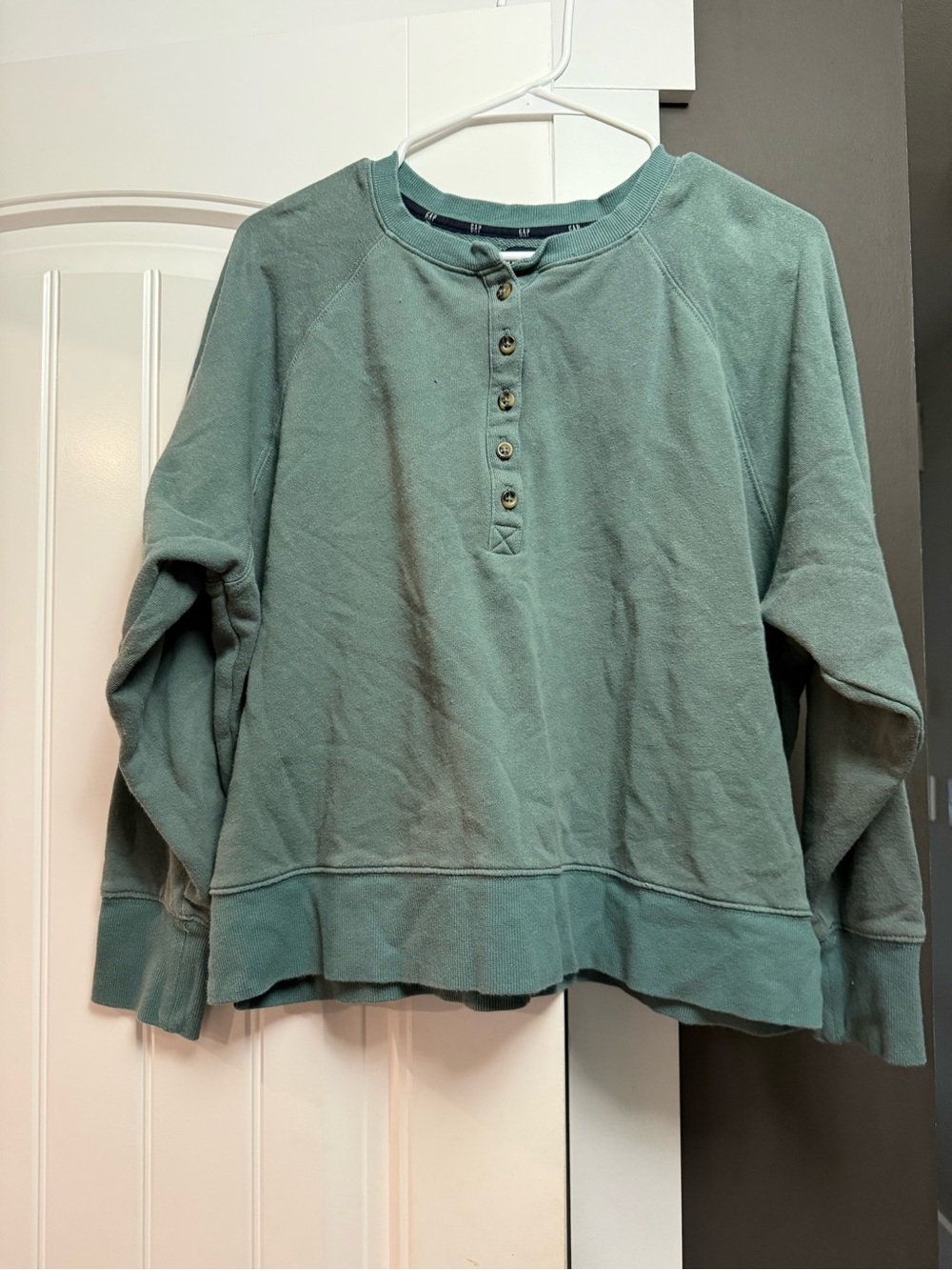 GAP Kids Sage Green Henley Sweatshirt